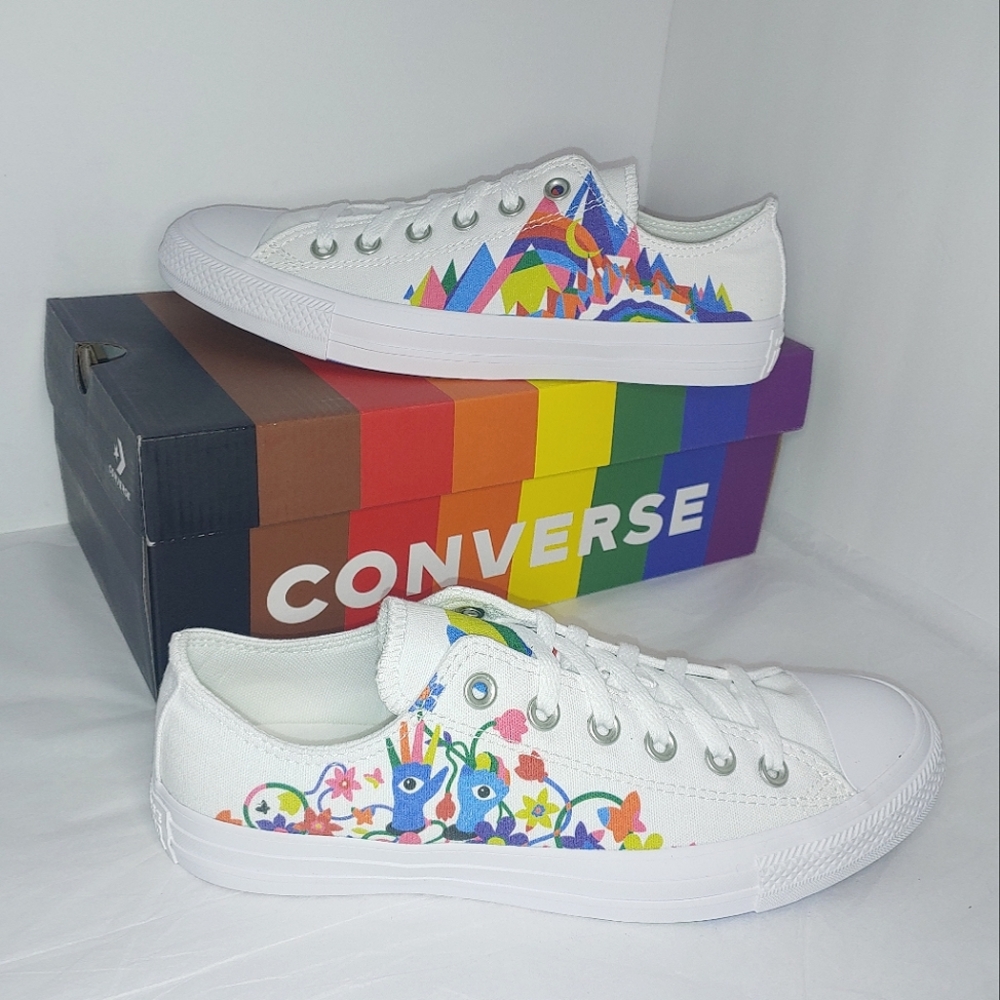 Converse pride abstract white low tops